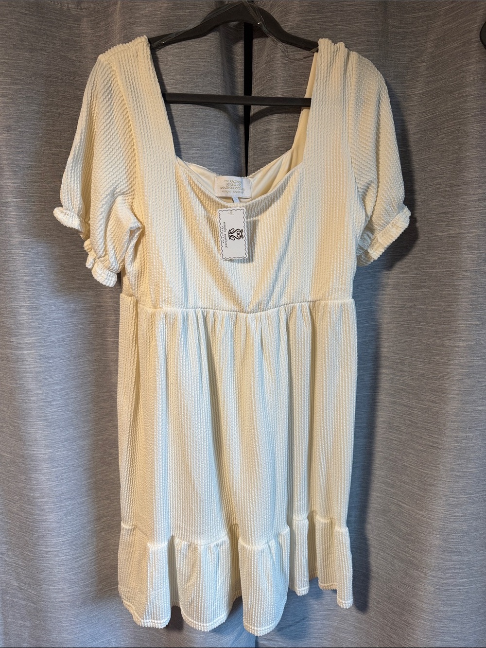 Simply Southern Ivory Textured Short Sleeve Babydoll Dress